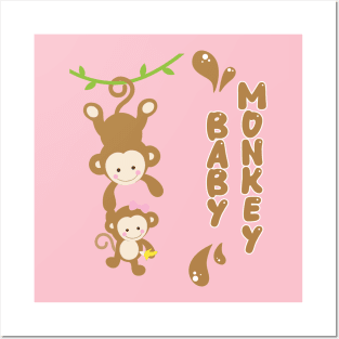 Baby Monkey and Mom Posters and Art